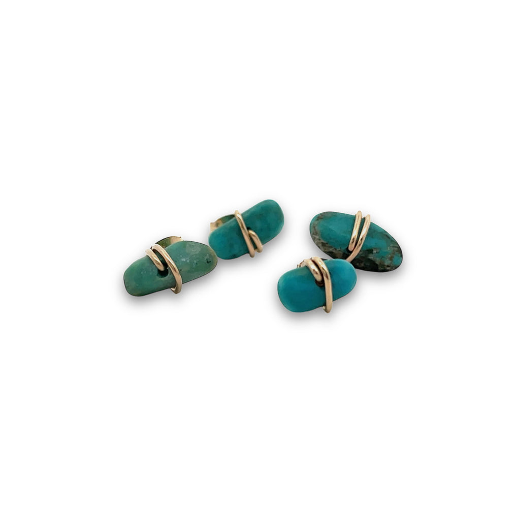 Turquoise gold bar studs 