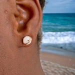 Load image into Gallery viewer, White jade rose gold stud earrings 
