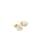 Load image into Gallery viewer, white jade gold earrings 
