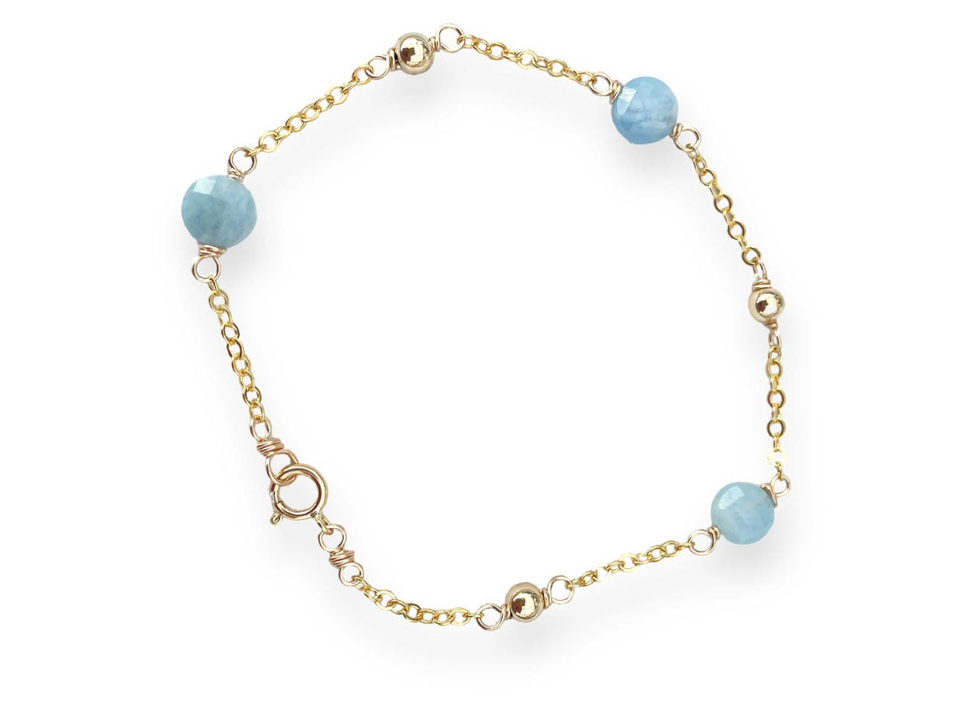 aquamarine chain bracelet in gold