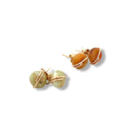 Load image into Gallery viewer, green and orange calcite gemstone stud Earrings gs 
