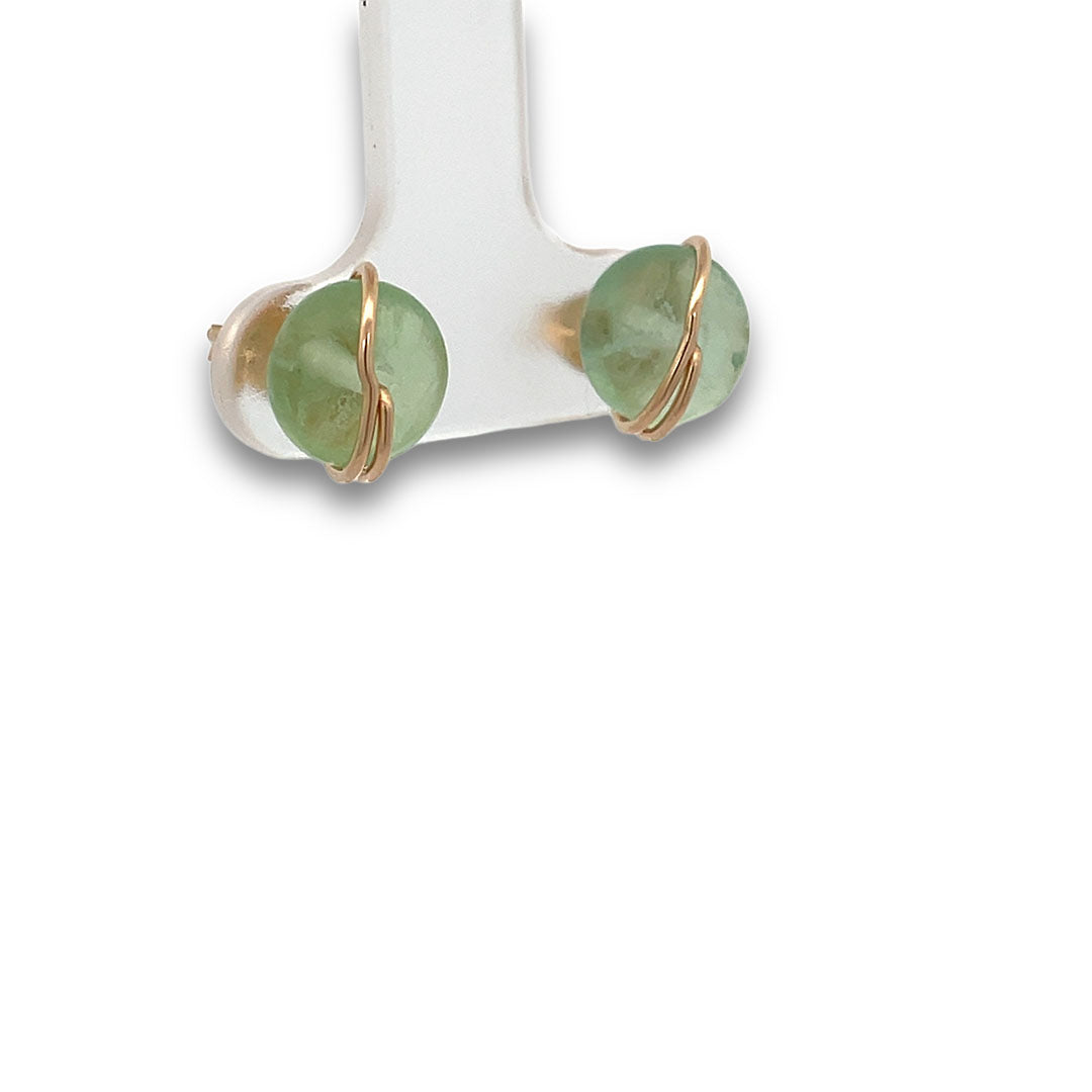 Green Fluorite Stud Earrings