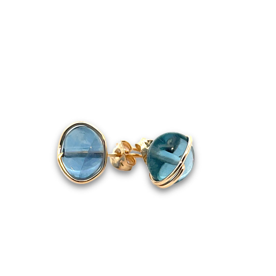 Teal fluorite stud gemstone 