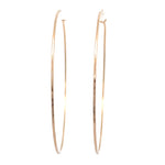 Load image into Gallery viewer, Close-up of large hand-forged gold hoop earrings in yellow gold-filled.
