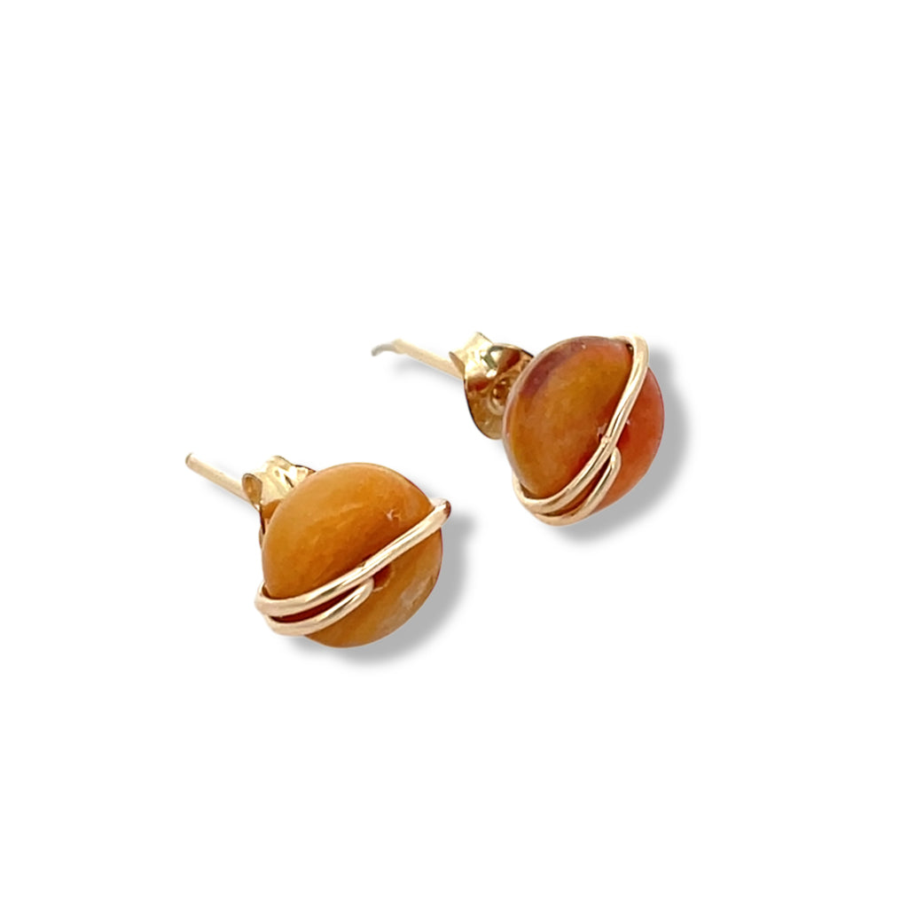 orange calcite gemstone earrings 