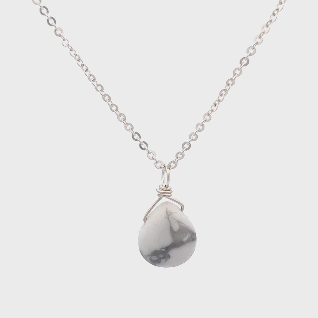 White Howlite Teardrop Necklace | Calm Elegance