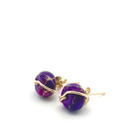 Load image into Gallery viewer, gold purple jasper stone earrings 
