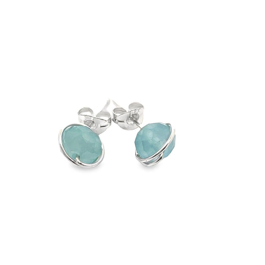 silver aquamarine stud earrings 