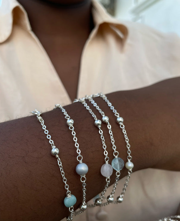 Amazonite Chain Bracelet | Mint-Green Gemstone Elegance