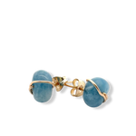Load image into Gallery viewer, Deep blue aquamarine stud earrings in 14kt gold-filled, handmade in Barbados.
