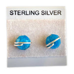 Load image into Gallery viewer, Blue apatite stud earrings set in sterling silver

