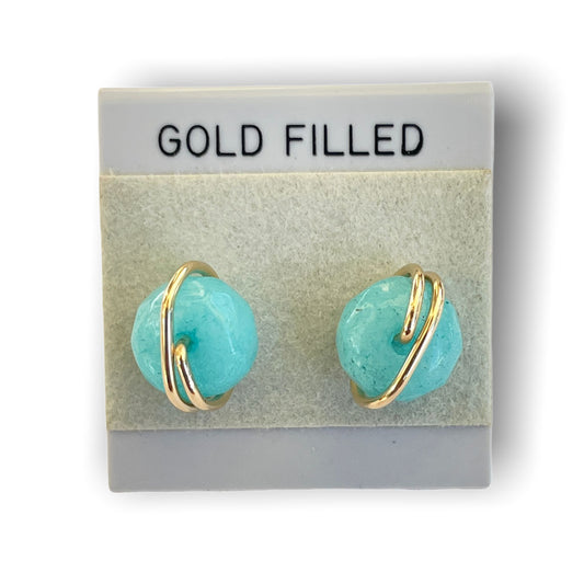 Blue agate stud earrings | Natural gemstone jewelry