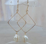 Load image into Gallery viewer, Pearl and diamond hoop earrings  | Gemstone charm
