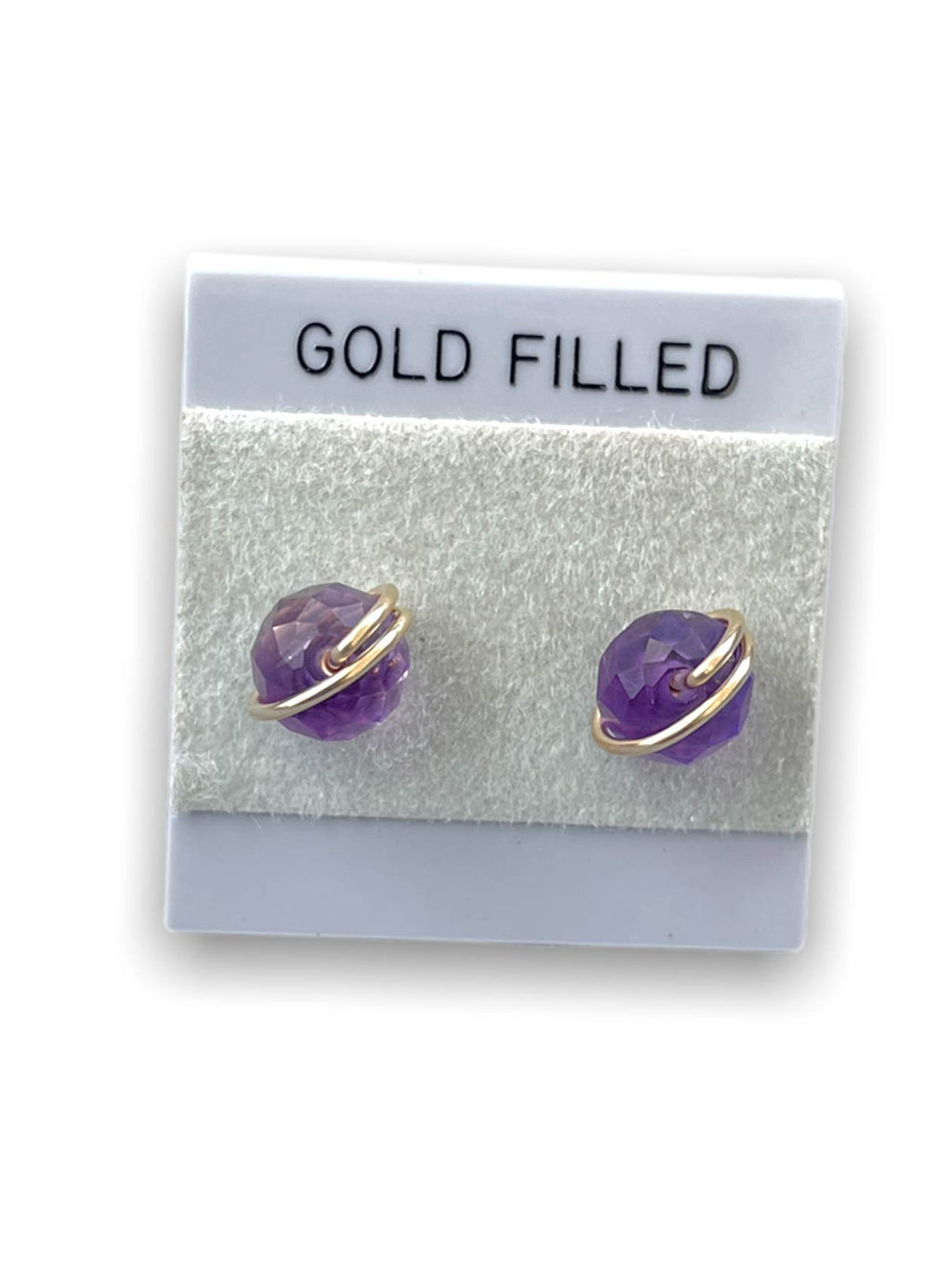 Dark amethyst gemstones set in 14kt gold-filled 