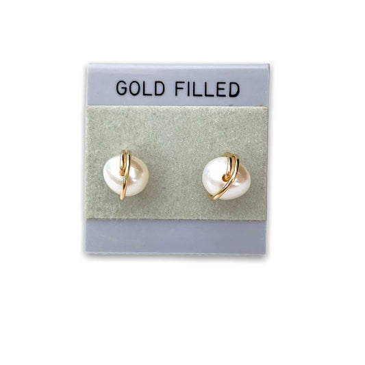pearl stud earrings set in 14kt gold-filled 