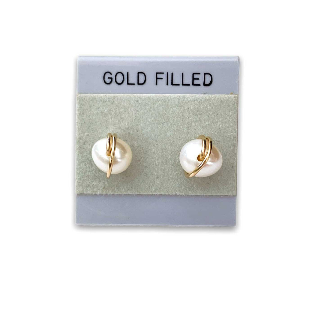 pearl stud earrings set in 14kt gold-filled 