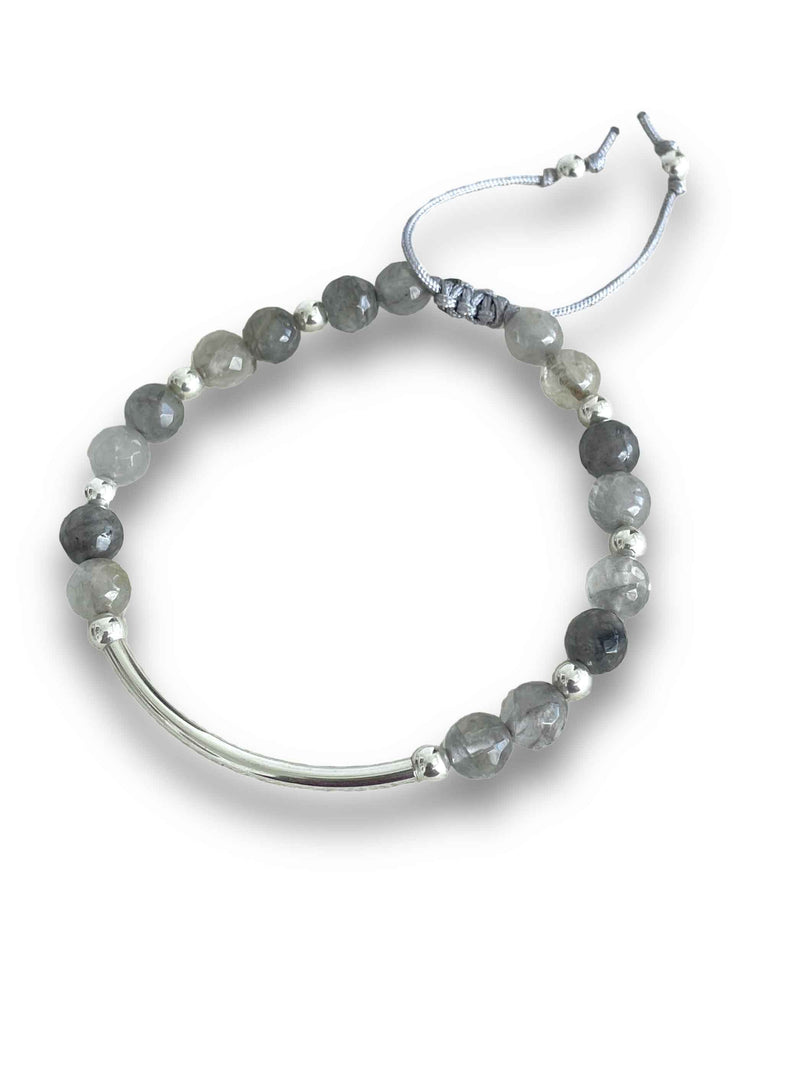 grey agate bracelet in silver