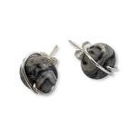 Load image into Gallery viewer, grey jasper stud earrings in sterling silver 
