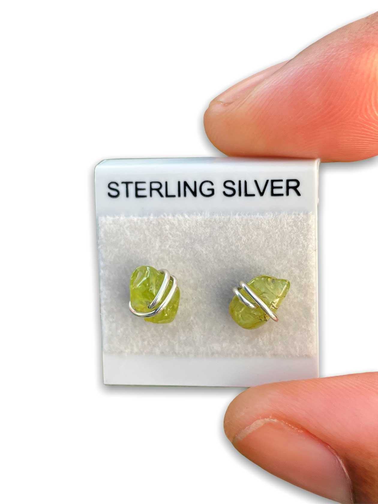 Peridot stud earrings silver discount