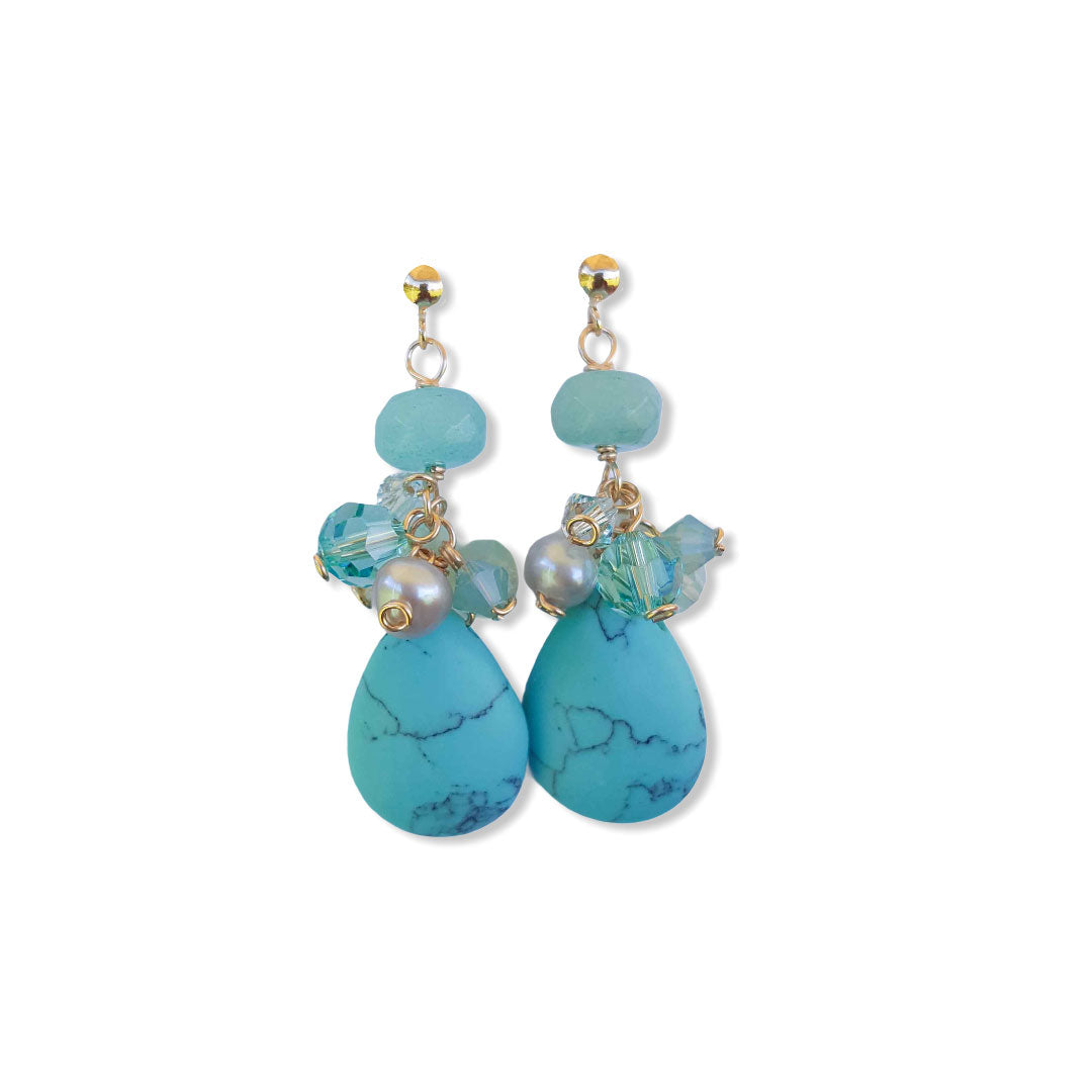 Ocean blue cluster earrings