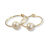 Load image into Gallery viewer, Floating Pearl Hoop Earrings   | Hoops with pearls - Summer Gems

