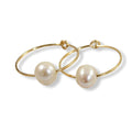 Hammered gold hoops with freshwater pearls 