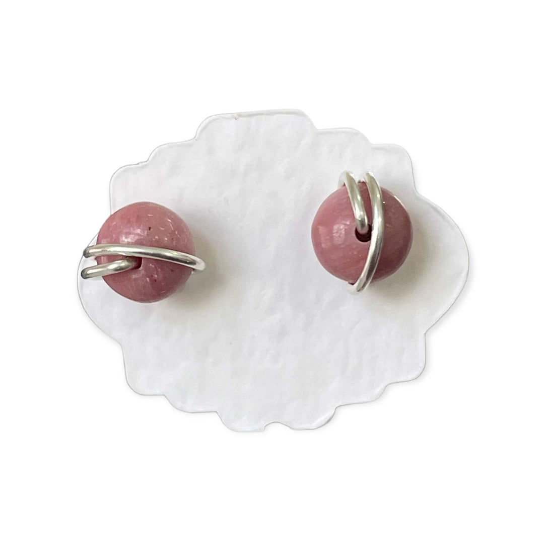 rhodonite stud earrings 