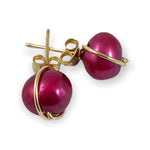 Load image into Gallery viewer, red pearl earrings 

