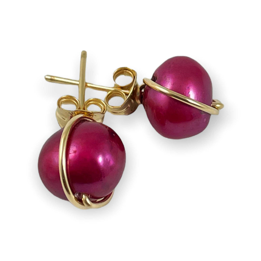 red pearl earrings 