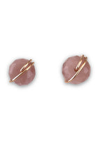 Load image into Gallery viewer, Rose gold rose quartz stud earrings 
