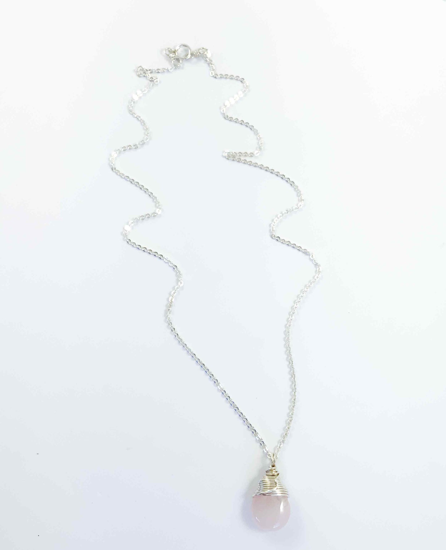 Rose quartz teardrop  necklace | Natural gemstone collection