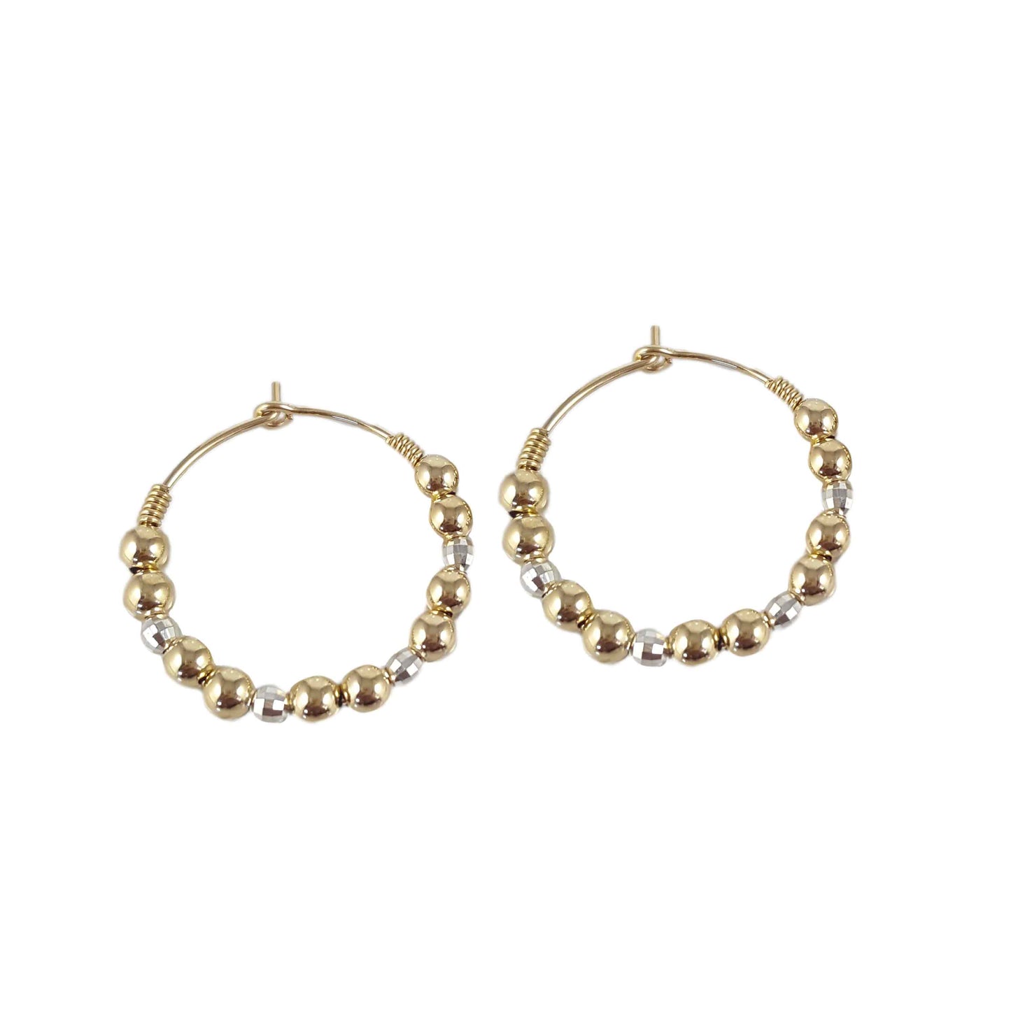 Silver Oro Hoops | Silver and gold bead hoop