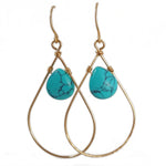 Load image into Gallery viewer, Turquoise Teardrop Hoop Earrings | Hand-forged collection
