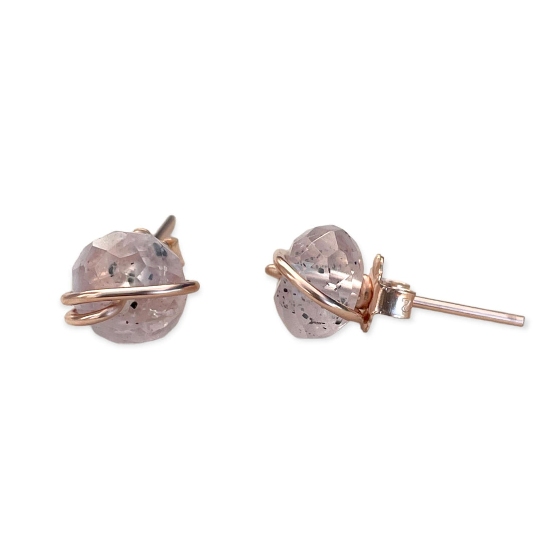 Quartz studs in rose gold