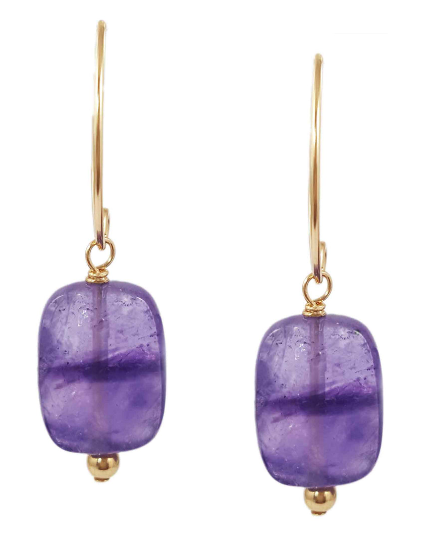 Amethyst drop earrings |  Petal hoop collection