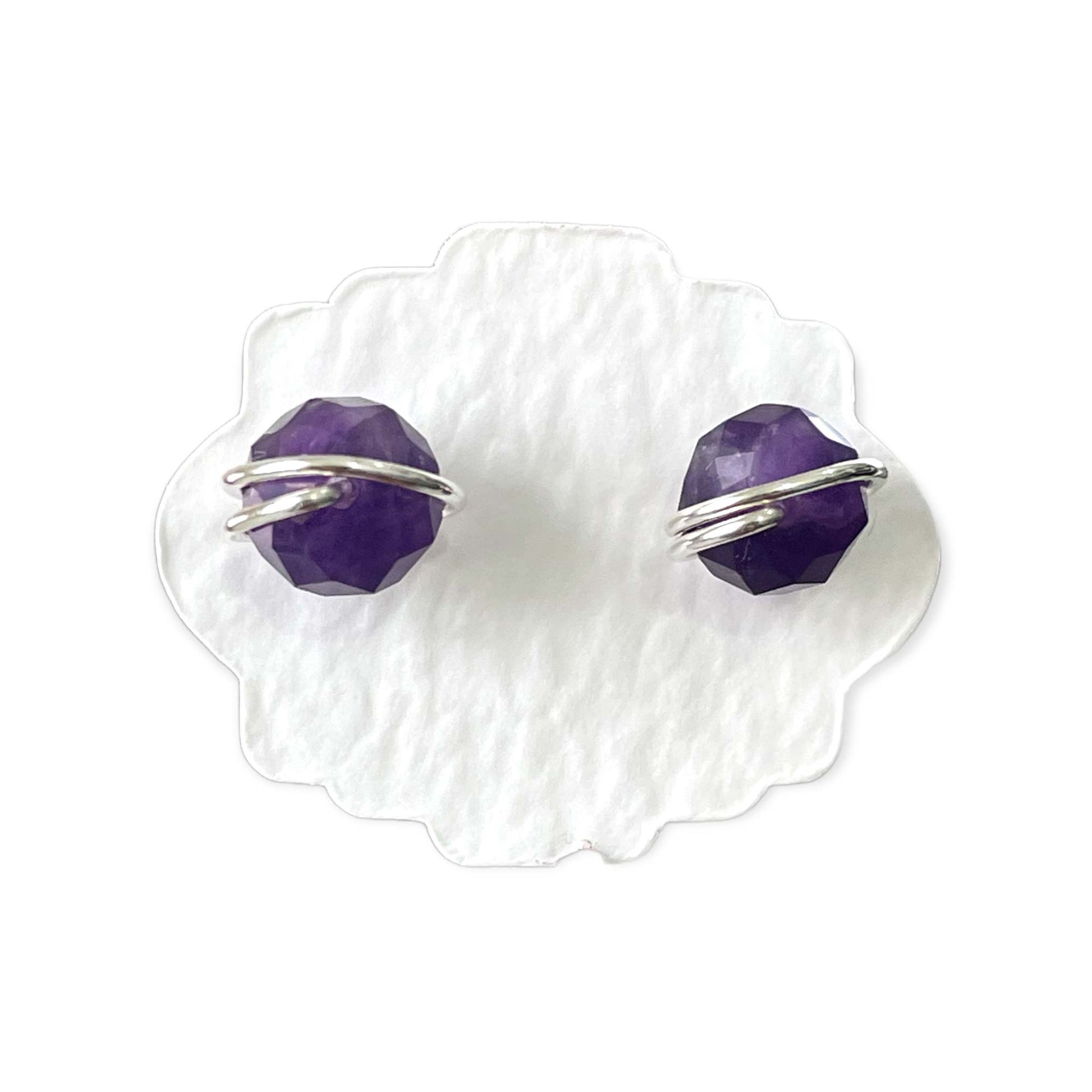 amethyst stud earrings in silver 