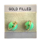 Load image into Gallery viewer, Chrysoprase stud earrings in gold | Natural gemstone jewelry

