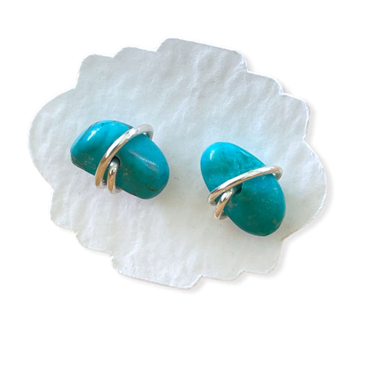 silver turquoise stud earrings