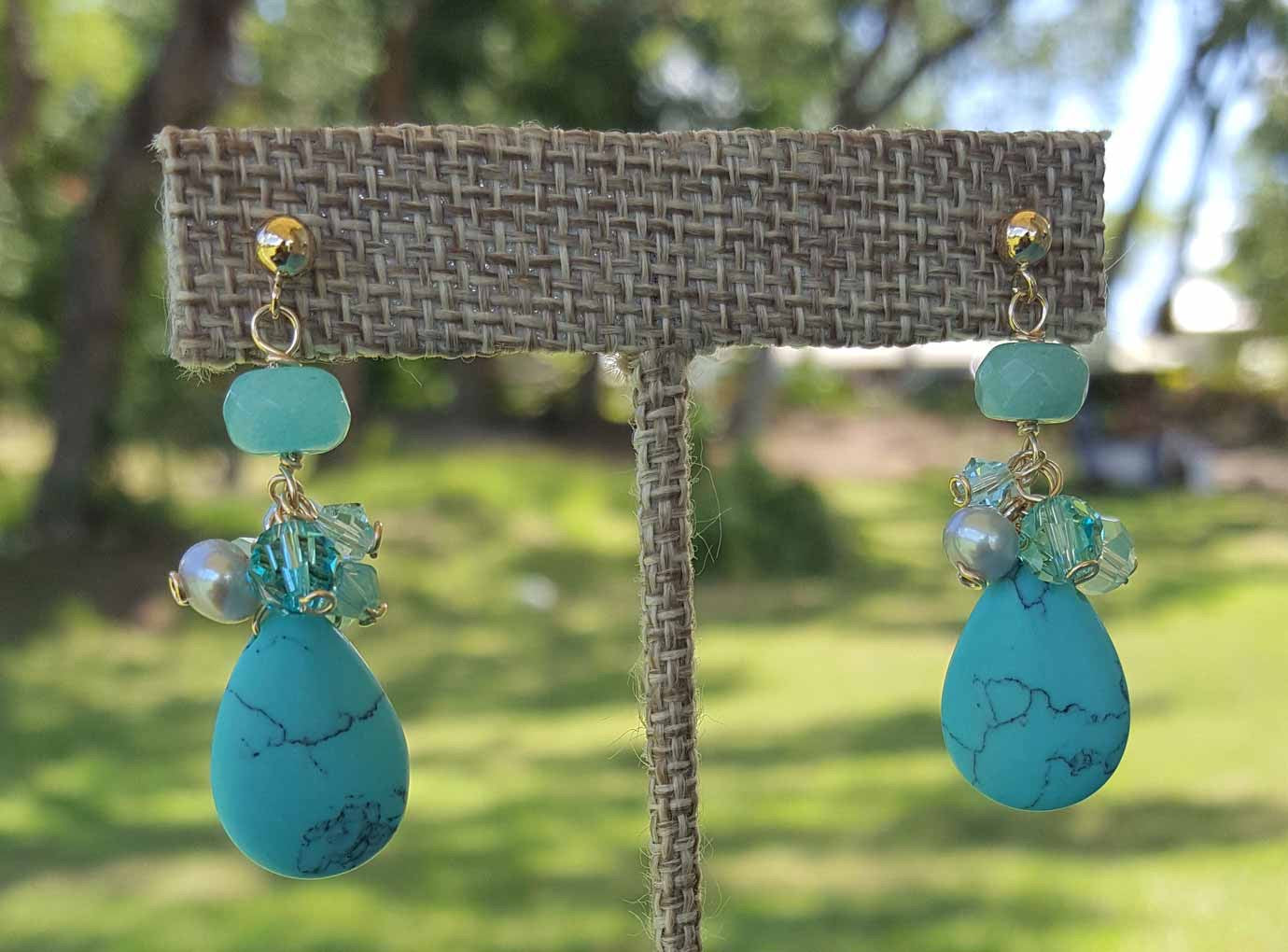 Ocean blue earrings from Summer Gems made in Barbados