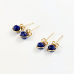 Load image into Gallery viewer, lapis lazuli studs set in gold 
