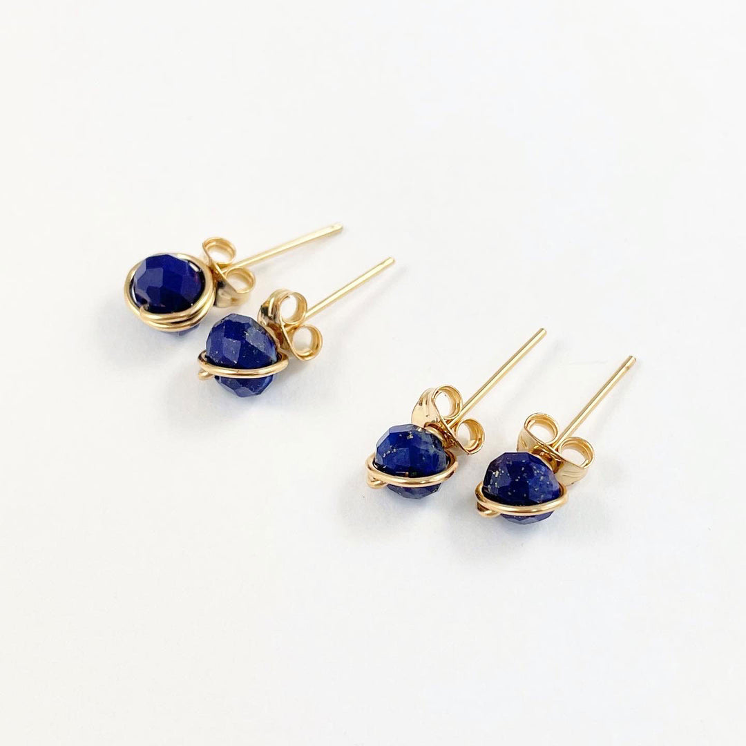 lapis lazuli studs set in gold 