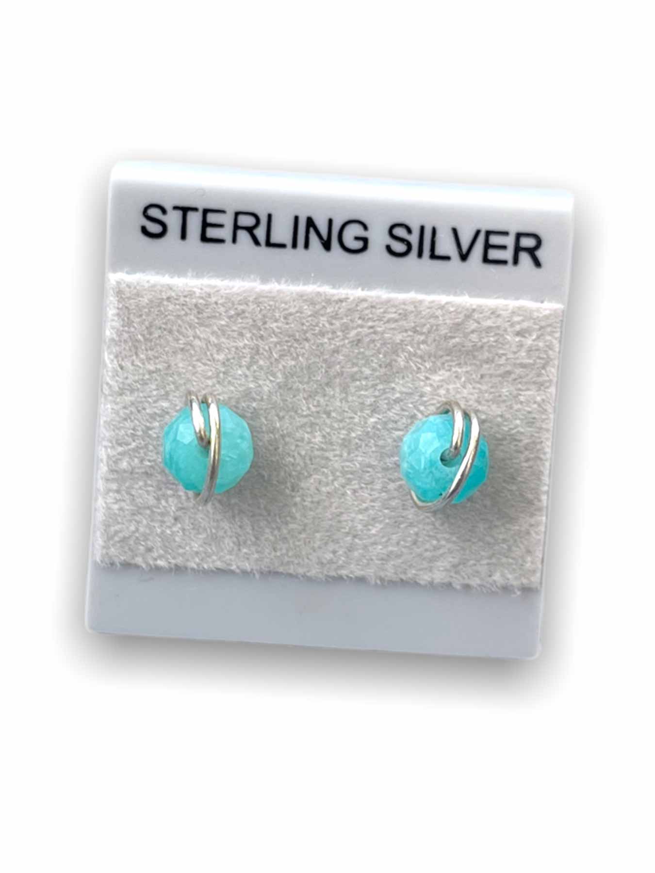 Amazonite stud earrings | Throat chakra Gemstone