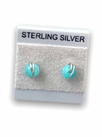 Load image into Gallery viewer, Petite amazonite stud earrings | Throat chakra Gemstone
