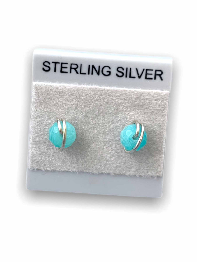 Petite amazonite stud earrings | Throat chakra Gemstone