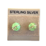 Load image into Gallery viewer, Chrysoprase stud earrings in silver | Natural gemstone jewelry
