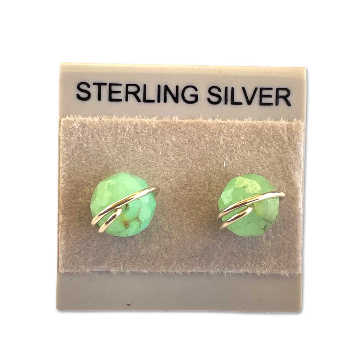 Chrysoprase stud earrings in silver | Natural gemstone jewelry