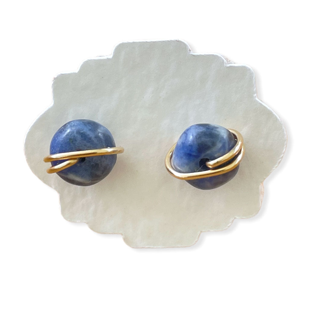 sodalite earrings gold